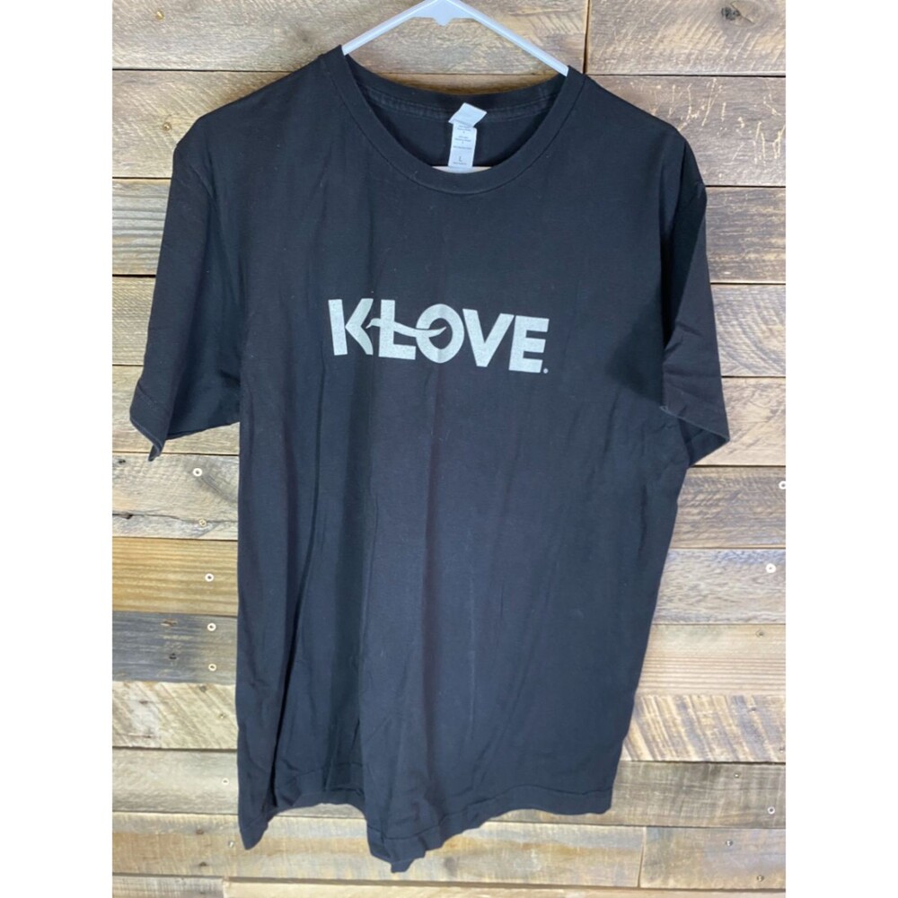 Tultex Men's Black K-LOVE Positive Encouraging Graphic T-Shirt L Cotton